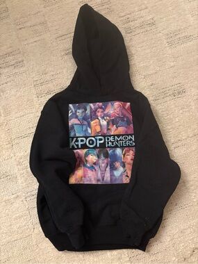 Hanes black hoodie featuring K Pop Demon Hunters graphic